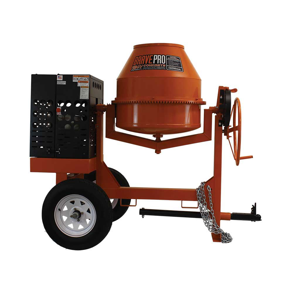 Brave Concrete Mixer 9 Cu. Ft. Steel Drum Honda GX270 BRPCM109H New