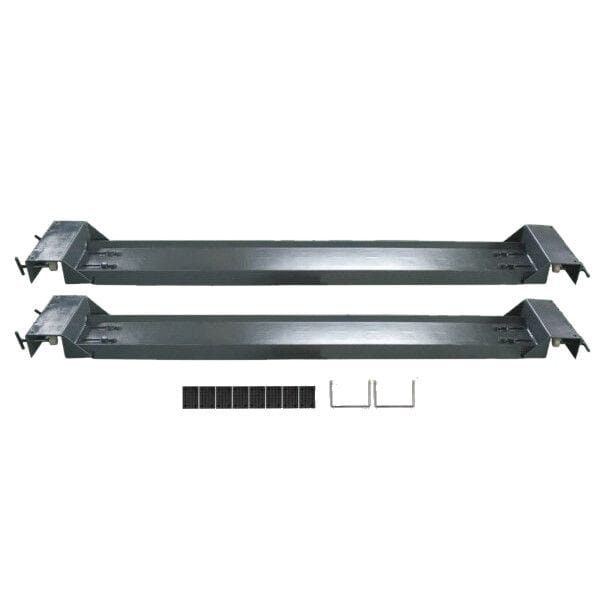 The AMGO 20805 Golf Lift Accessory Kit shown on a white background, featuring two black platforms with reinforced supports and four yellow-footed cradle pads.