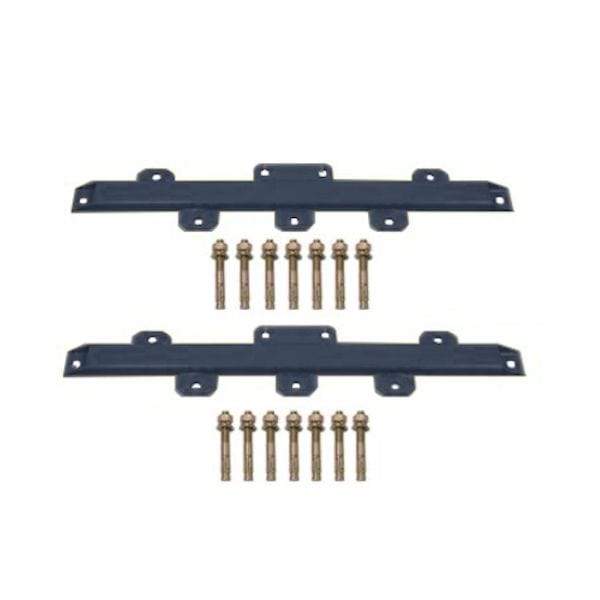 A set of two black AMGO 20903 Baseplate Extension plates with hardware, designed to correct substandard foundation installations for BP-9X and BP-10 Two-Post Lifts.