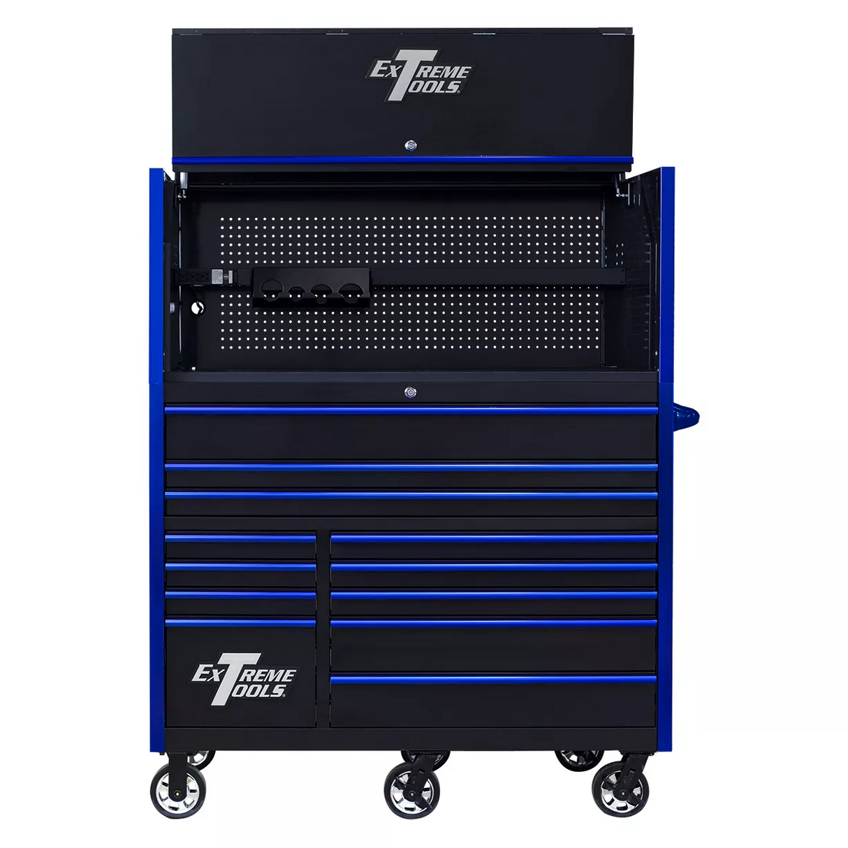 Extreme Tools RX Series 55" Professional Extreme Power Workstation Hutch & 12 Drawer Roller Cabinet-150 Combo
