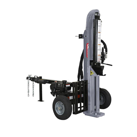 A gray Oregon 3000 Series 30-ton log splitter with a Briggs & Stratton 196cc engine, shown in its vertical operating position on a white background.
