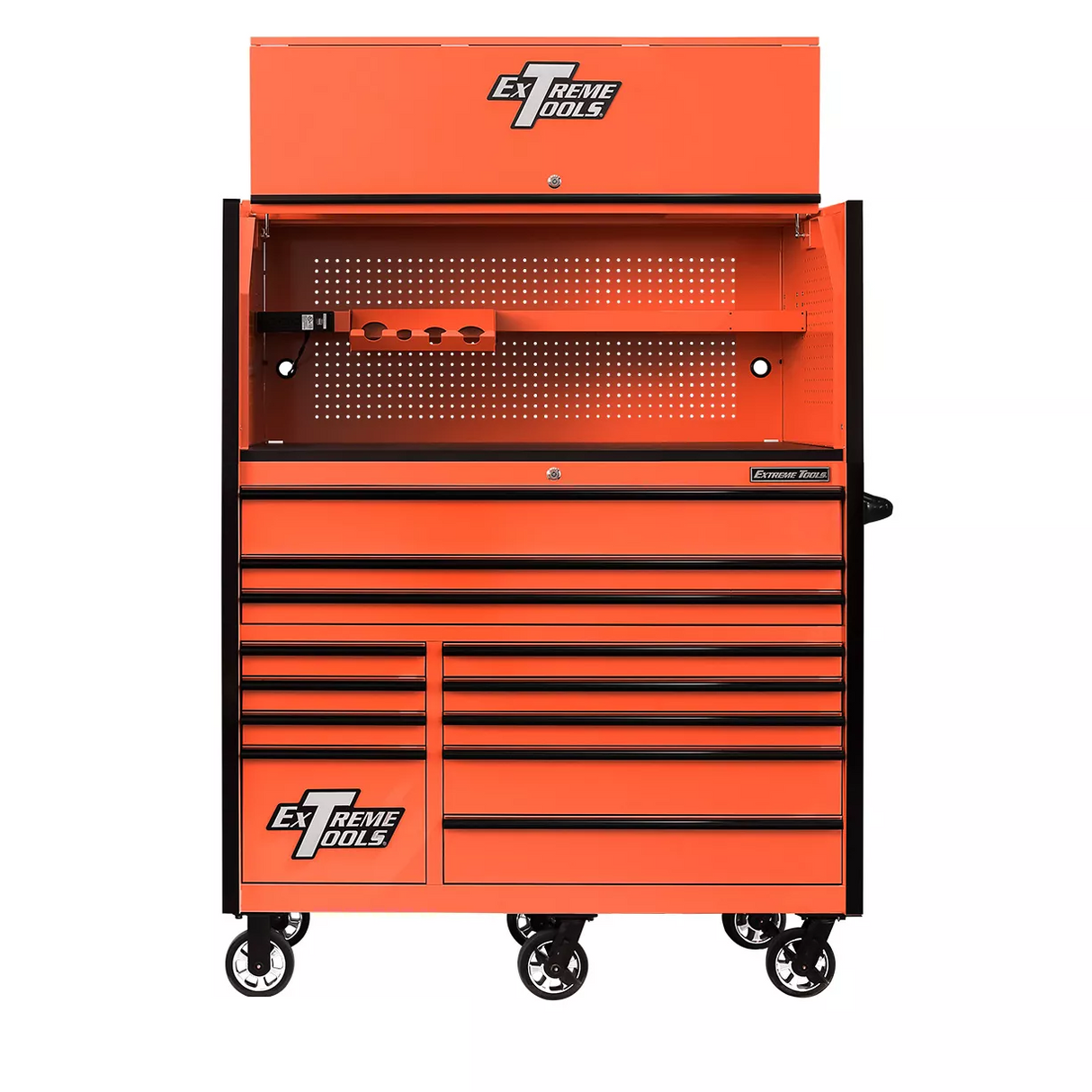 Extreme Tools RX Series 55" Professional Extreme Power Workstation Hutch & 12 Drawer Roller Cabinet-150 Combo