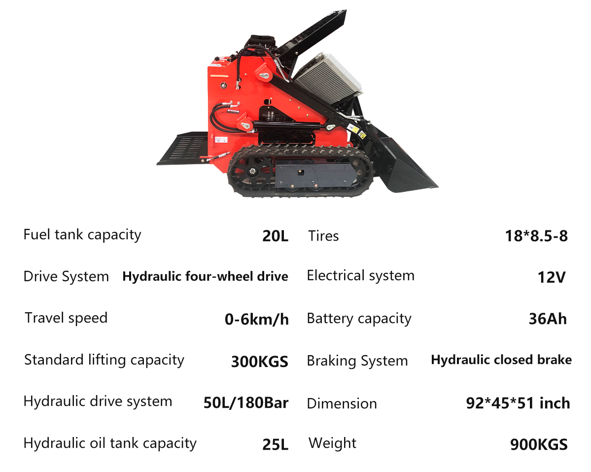 Katool Mini Skid Steer Track Loader 23 HP Lifting Capacity 837lbs KT-SK26B