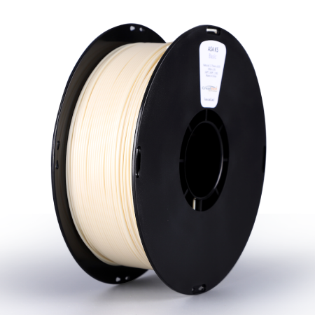 A full-angled shot of a CreatBot ASA 1.75mm 1kg 3D printer filament spool in an off-white color, shown against a solid black background.