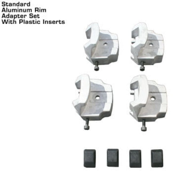 A set of four standard aluminum rim adapters with plastic inserts for the Atlas TTC303 Truck Tire Changer.