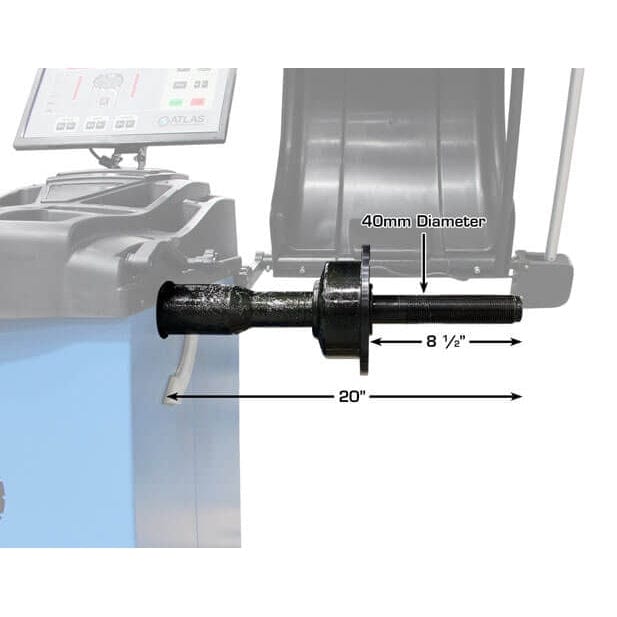 A close-up of the Atlas WB49-2-PRO's 40mm diameter shaft with a maximum length of 20 inches.