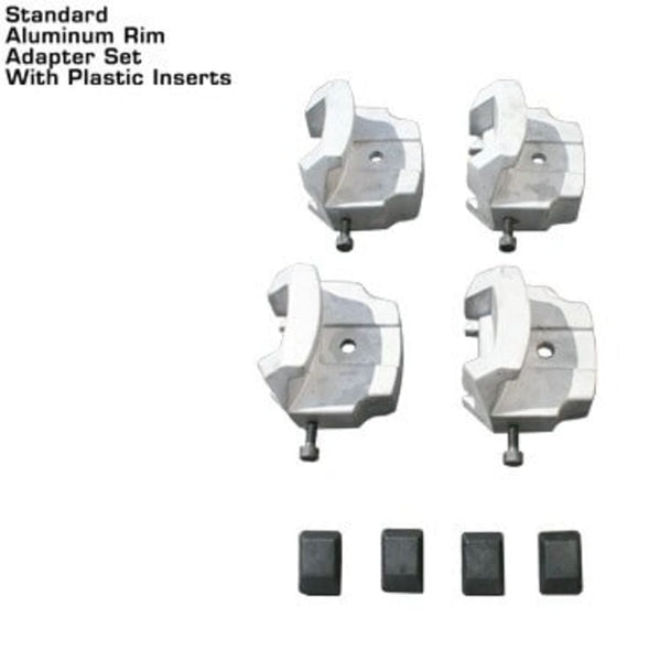 A set of four aluminum rim adapters with plastic inserts for the Atlas TTC301 Truck Tire Changer combo.