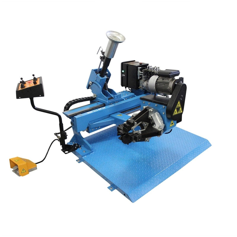 The Atlas TTC305A + WBT-210 Combo Package, a tire changer and wheel balancer shown side-by-side with an inset image highlighting the power supply.