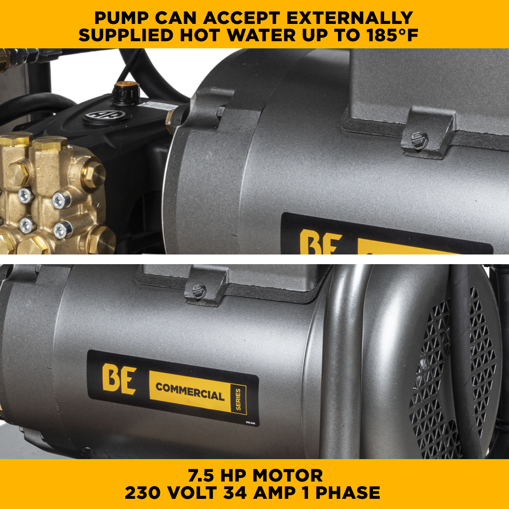 BE Power 3,000 PSI 4.0 GPM 7.5 HP Electric Pressure Washer with Baldor Motor and General Triplex Pump - X-2775FW1GENHT