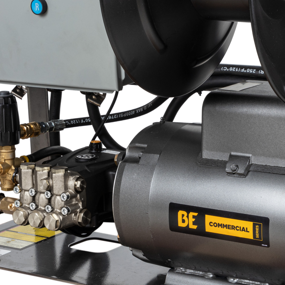 BE Power 3,000 PSI 4.0 GPM 7.5 HP Electric Pressure Washer with 7.5 HP - 3 Phase Baldor Motor and General Triplex Pump - X-2775FW3GENHT2