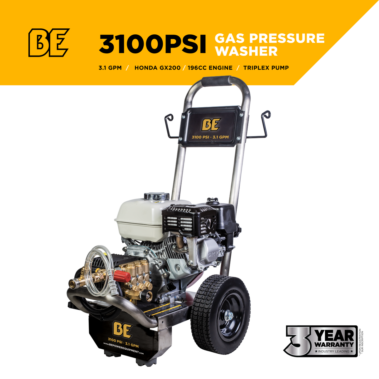 BE Power 3,100 PSI 3.1 GPM Cold Water Gas Pressure Washer - B3165HSGS