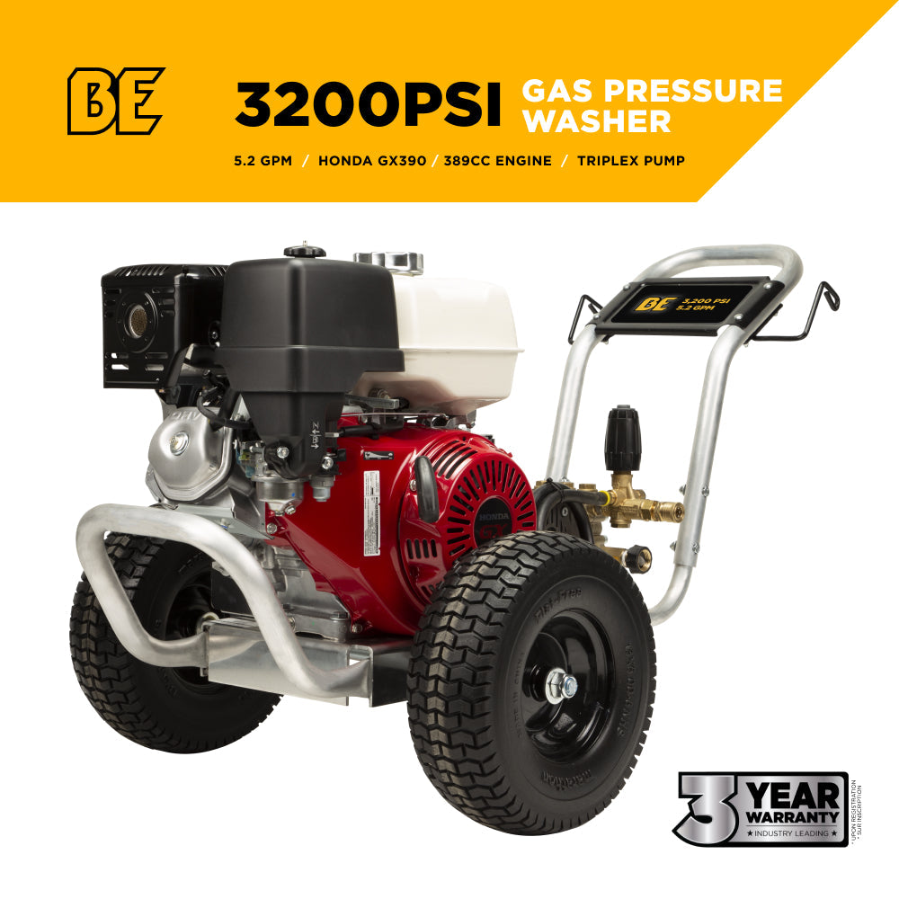 BE Power 3,200 PSI 5.2 GPM Cold Water Gas Pressure Washer - B3213HABCS