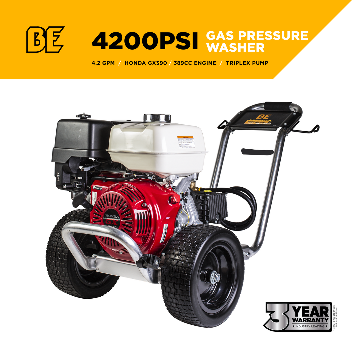 BE Power 4,200 PSI 4.2 GPM Cold Water Gas Pressure Washer - B4213HAGS