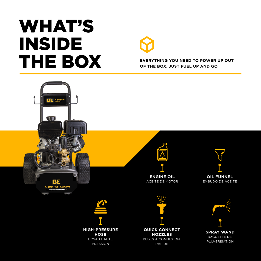 BE Power 4,400 PSI 4.2 GPM Cold Water Gas Pressure Washer - B4415PCS