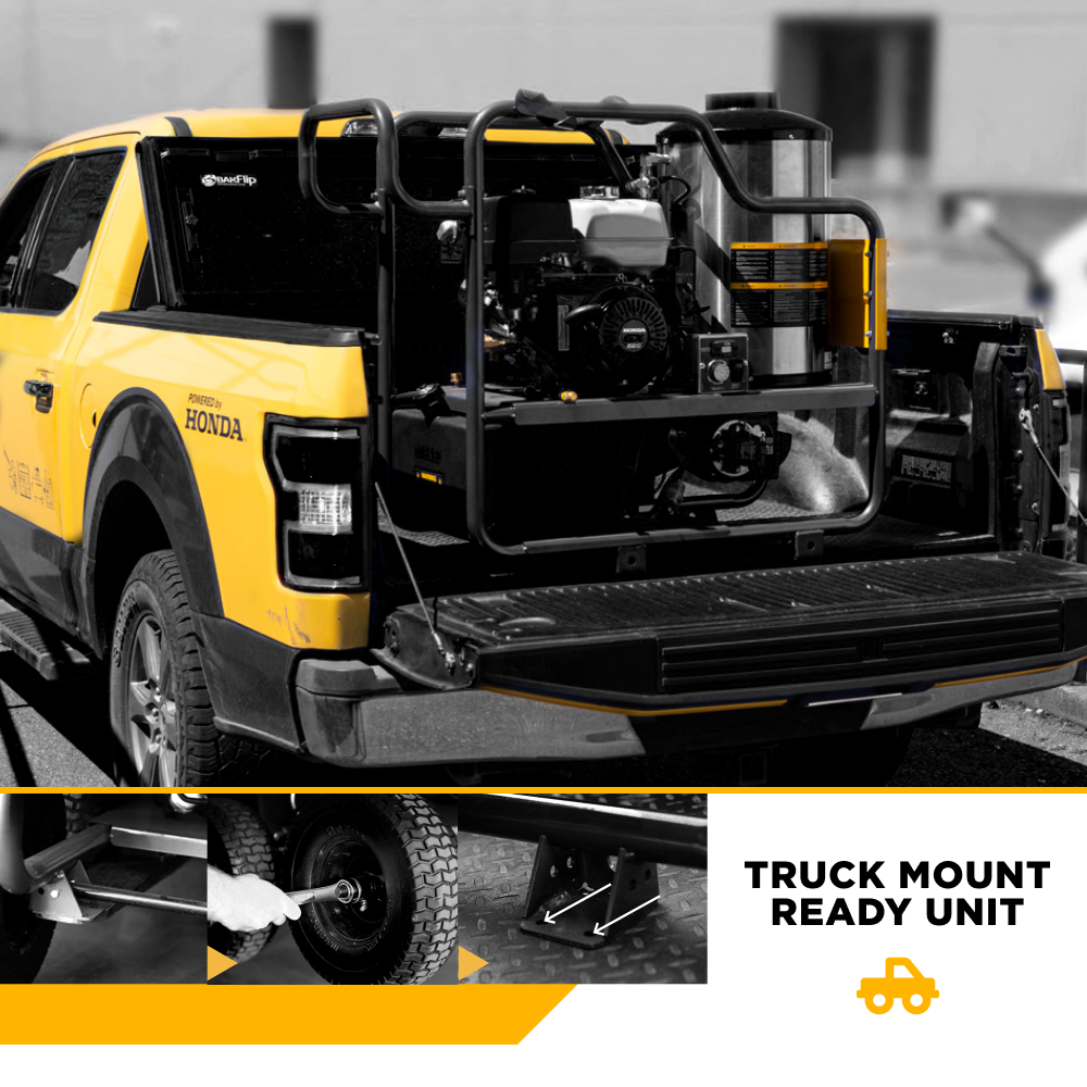 BE Power 3000PSI 3.0GPM Hot Water Pressure Washer with Honda GX200 Engine and General Triplex Pump - HW2765HG