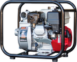 The Brave 2-inch semi-trash pump is shown at an angle against a transparent background, featuring the "Brave Pro 2"" Semi-Trash Pump" label on the silver housing and the red Honda engine.