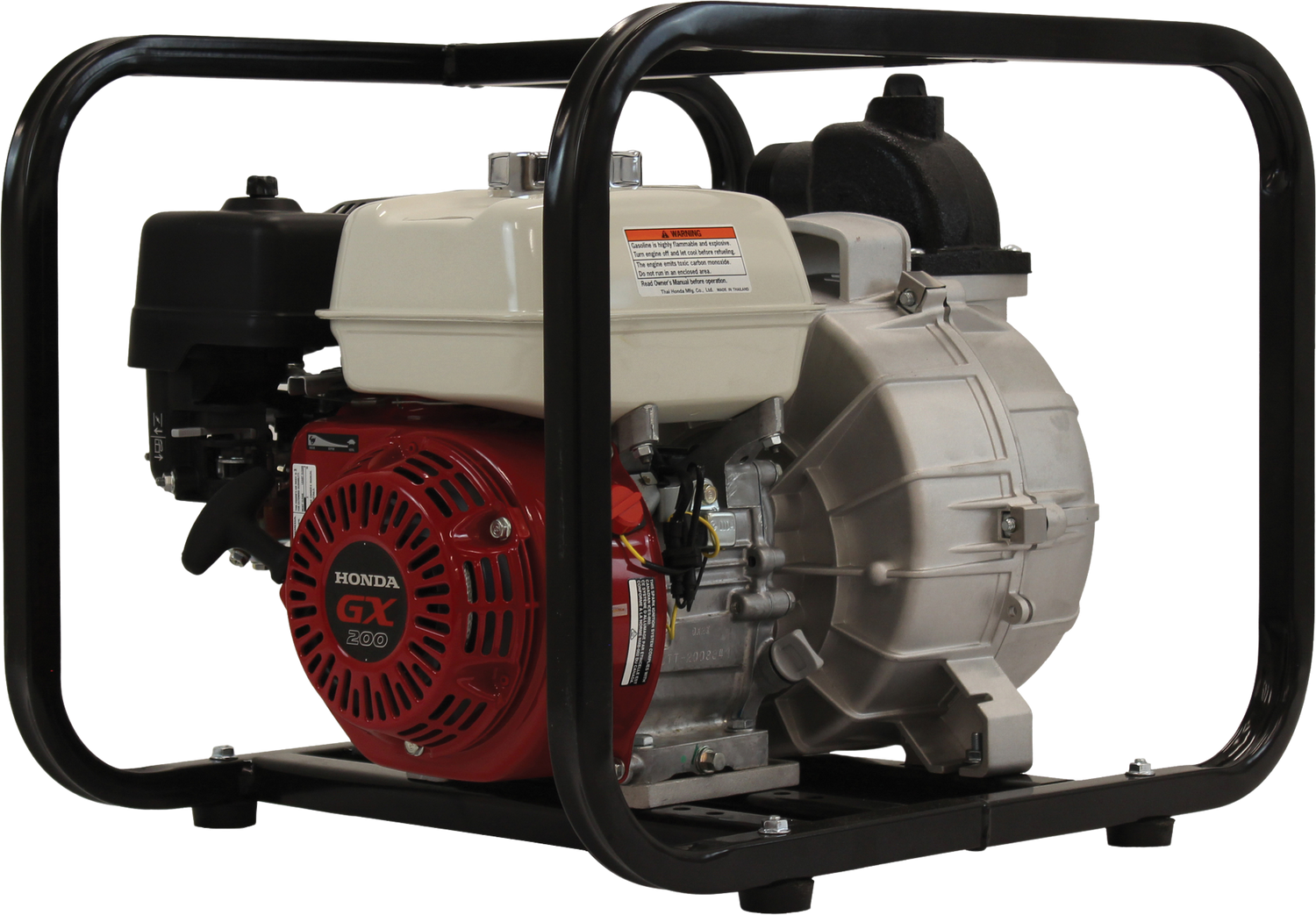 An angled view of the Brave 2-inch commercial-grade trash pump against a transparent background. The red Honda GX160 engine and the gray pump housing are visible, along with the 2"" TRASH PUMP text on a sticker.