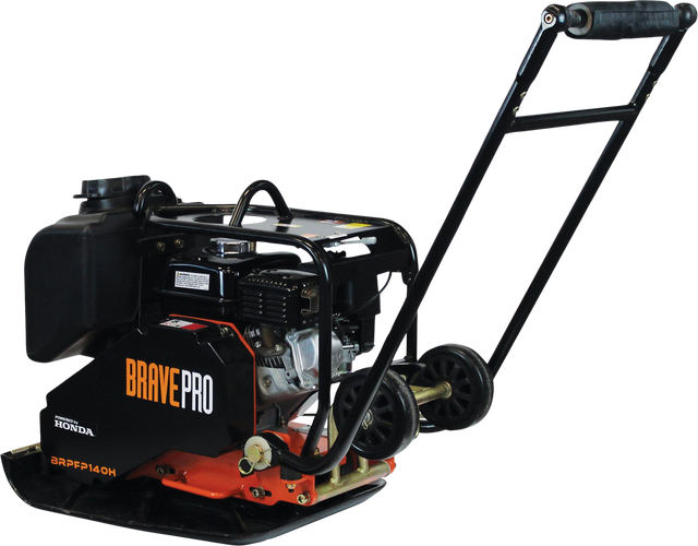 A right-side view of the Brave 18-inch forward plate compactor on a transparent background, featuring the "Brave Pro" and "Honda" branding.