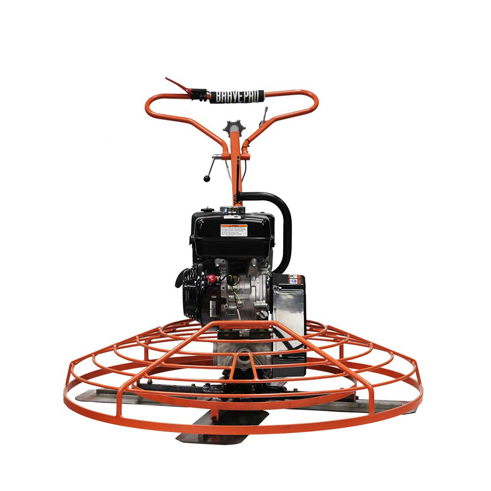 A Brave 48-Inch Power Trowel on a white background, viewed from the front, highlighting the perfectly balanced design.