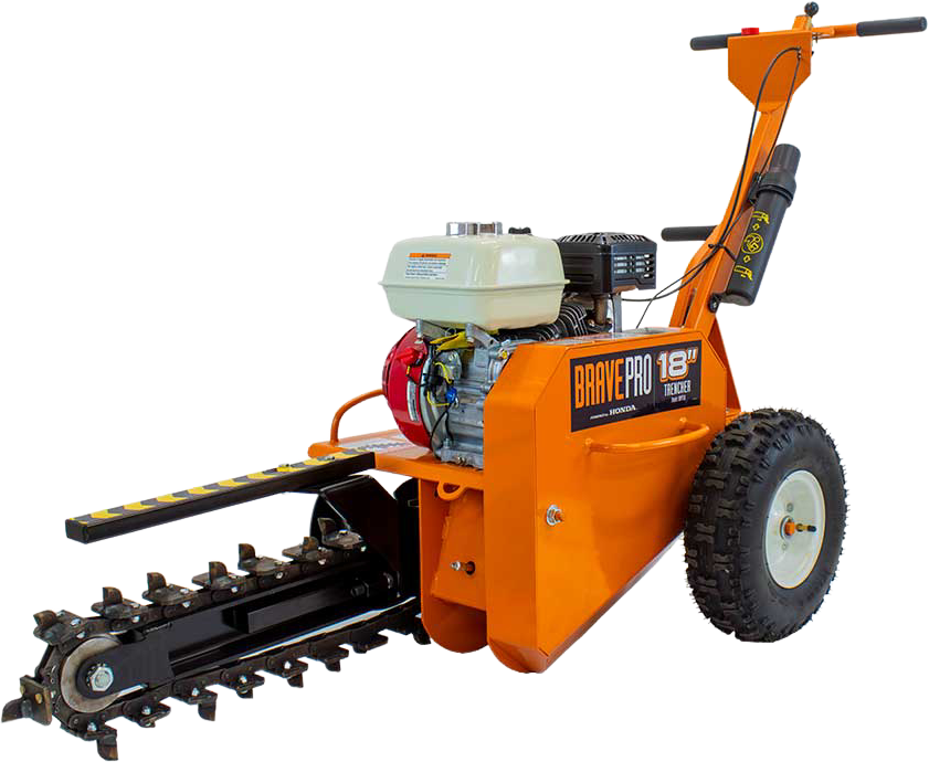 Brave Compact Trencher with Shark Chain 18" Max Depth and Honda GX200 Engine 6.5 HP Gas BRPT18 New