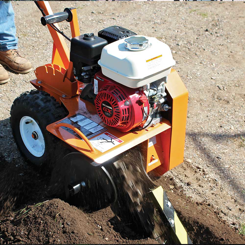 Brave Compact Trencher with Shark Chain 18" Max Depth and Honda GX200 Engine 6.5 HP Gas BRPT18 New