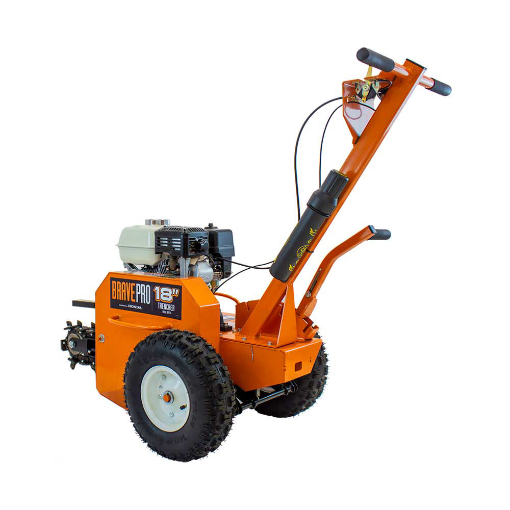 Brave Compact Trencher with Shark Chain 18" Max Depth and Honda GX200 Engine 6.5 HP Gas BRPT18 New