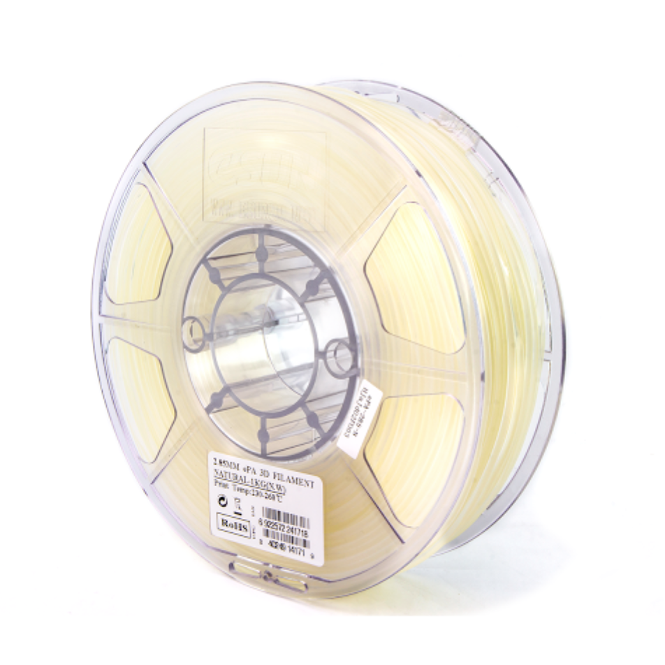 A detailed close-up of a CreatBot Ultra Nylon 1.75mm 3D printer filament spool in its natural color, showing the product label with filament details.