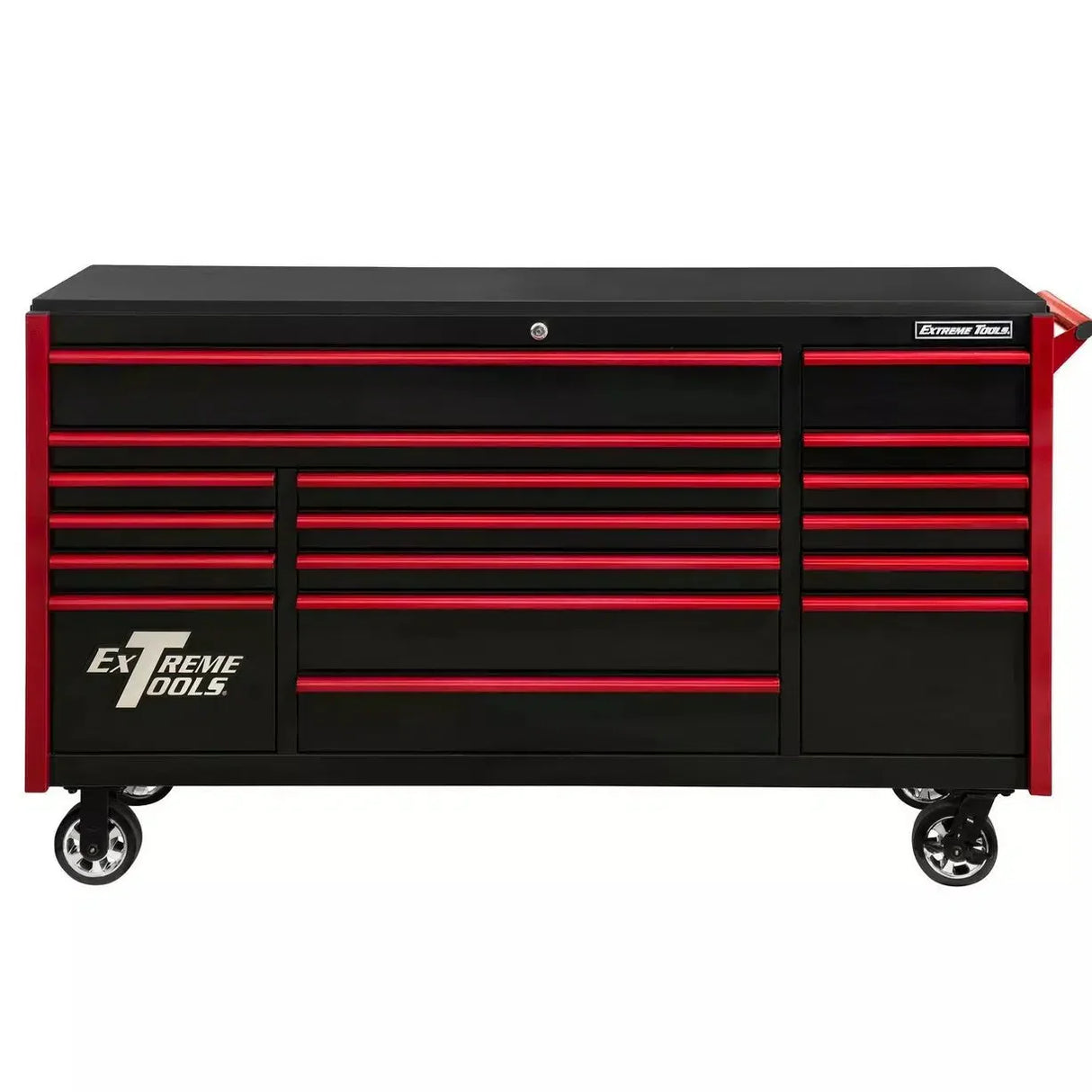 Extreme Tools DX Series 72"W x 21"D 17 Drawer Triple Bank Roller Cabinets 100 lbs Slides