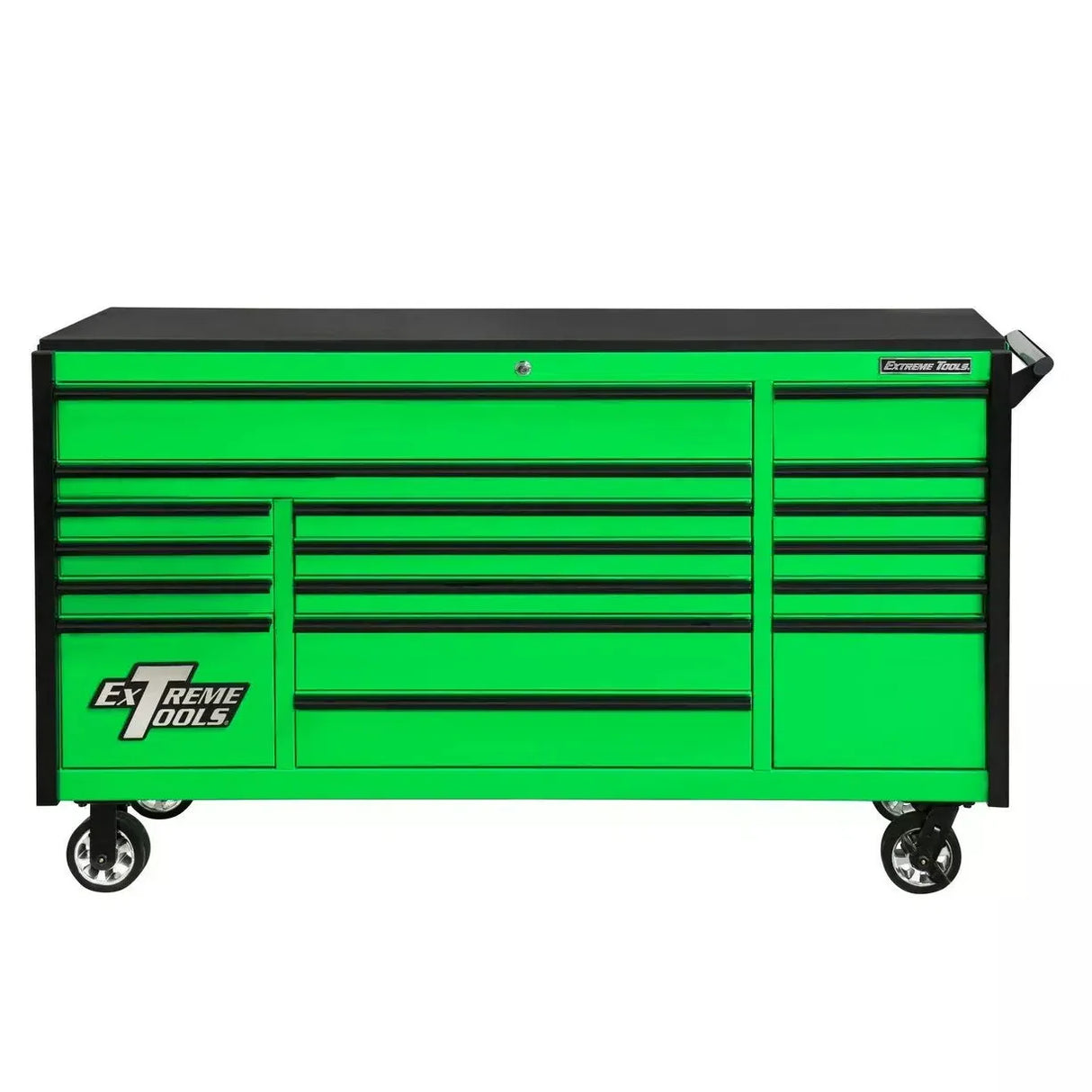 Extreme Tools DX Series 72"W x 21"D 17 Drawer Triple Bank Roller Cabinets 100 lbs Slides