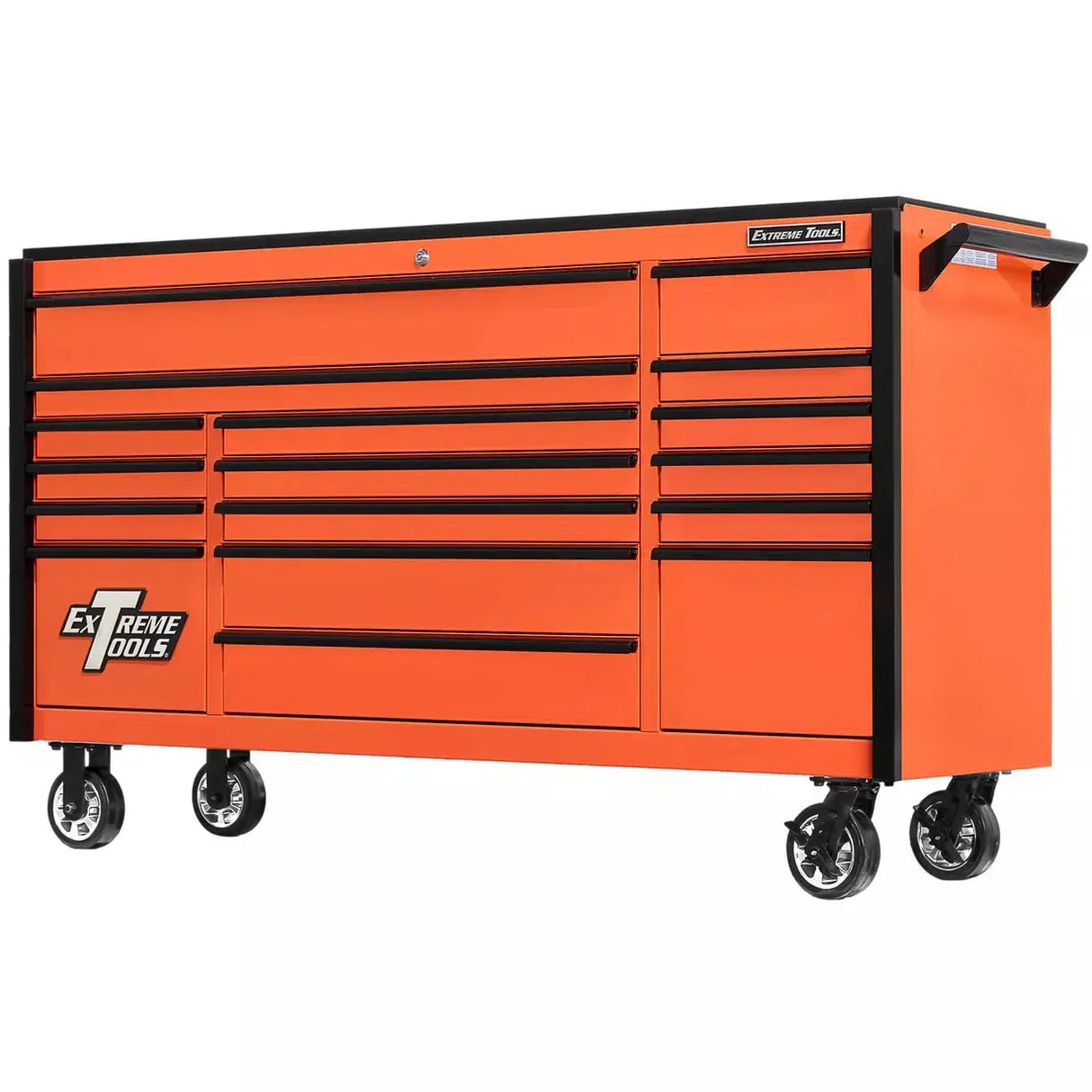 Extreme Tools DX Series 72"W x 21"D 17 Drawer Triple Bank Roller Cabinets 100 lbs Slides
