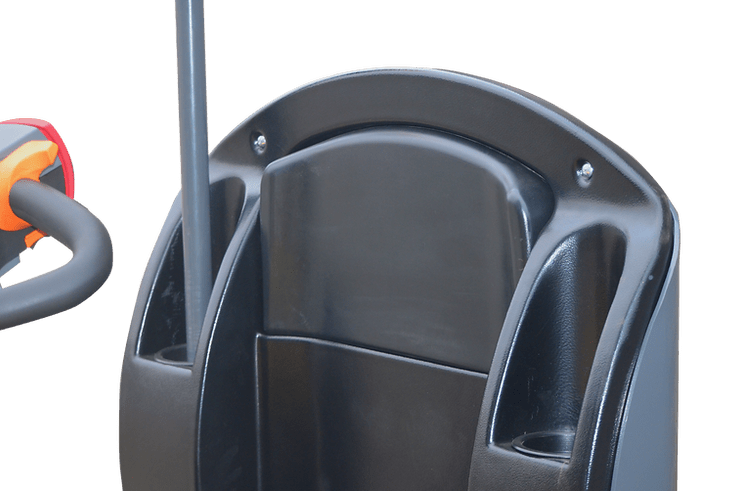 A close-up, top-down view of the hitch area of the EKKO EG30 Electric Tow Tractor, showing the steel plate and bolt locations, against a transparent background.