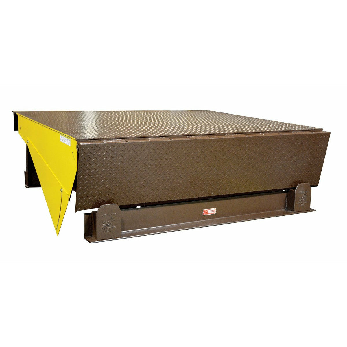 Vestil Steel Electric Hydraulic Dock Leveler 6 Ft. x 10 Ft. 25000 Lb. Capacity Brown/Yellow- EH-610-25
