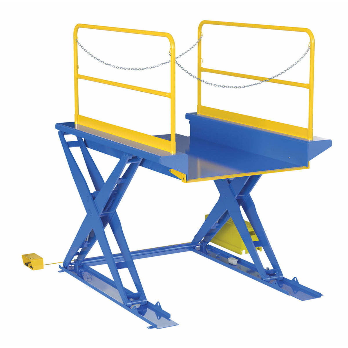 Vestil Steel Ground Lift Scissor Table 52 In. x 84 In. 3000 Lb. Capacity Blue-EHLTG-5284-3-54