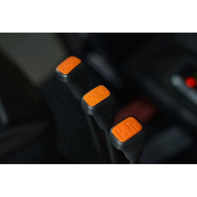 A close-up of the gear levers on the EKKO EK16A-177 Wheel Electric Forklift.