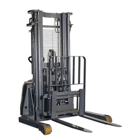 A rear view of the EKKO ER15-189Li Walkie Reach Truck highlighting the 3,300 lbs load capacity on a transparent background.
