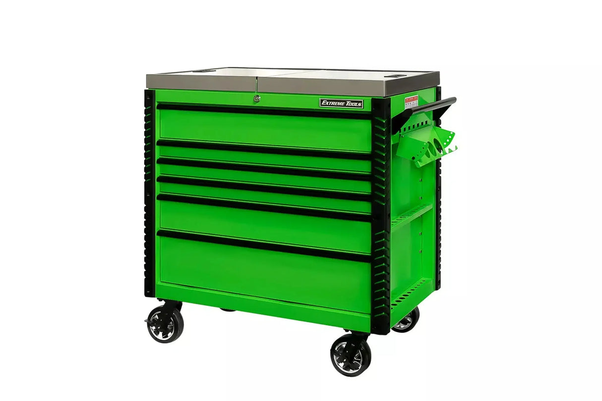 Extreme Tools EX Series 41" 6 Drawer Stainless Steel Sliding Top Tool Cart with Bumpers