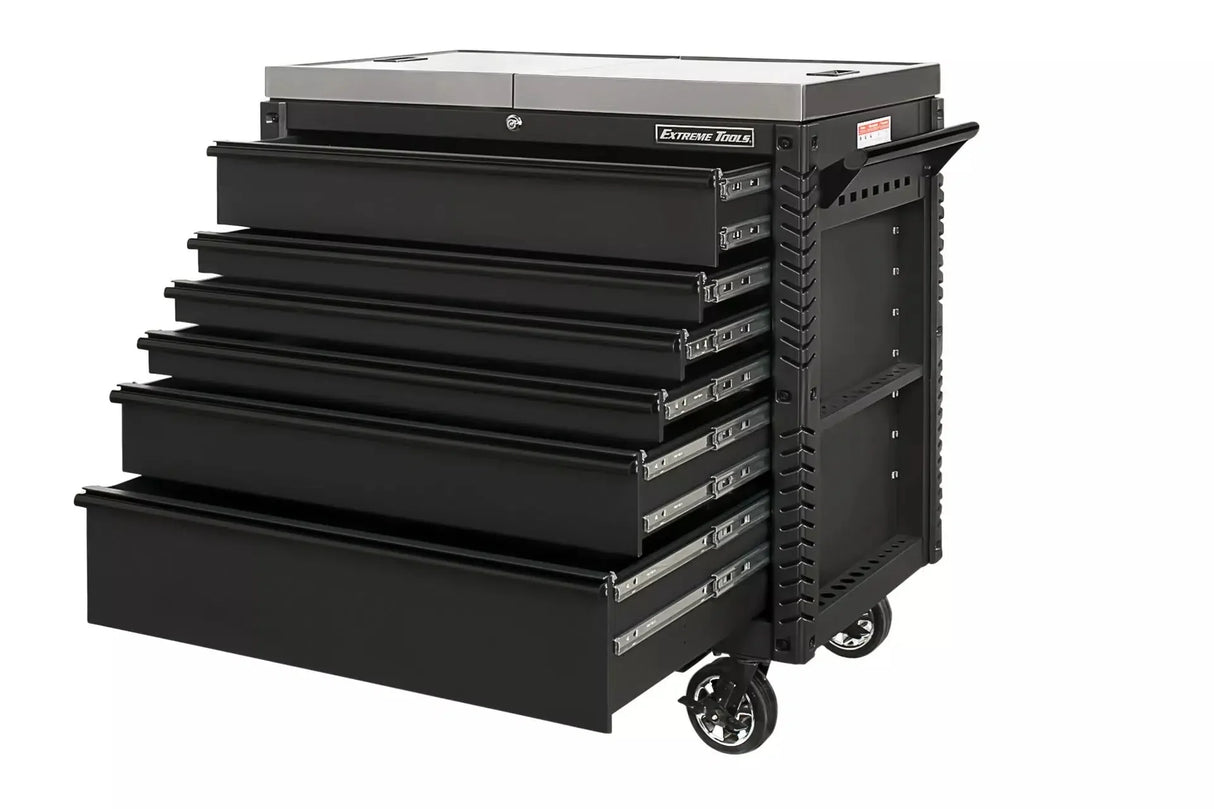Extreme Tools EX Series 41" 6 Drawer Stainless Steel Sliding Top Tool Cart with Bumpers