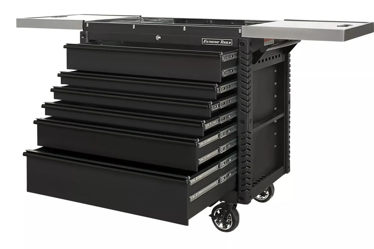 Extreme Tools EX Series 41" 6 Drawer Stainless Steel Sliding Top Tool Cart with Bumpers