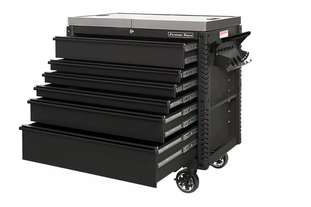 Extreme Tools EX Series 41" 6 Drawer Stainless Steel Sliding Top Tool Cart with Bumpers