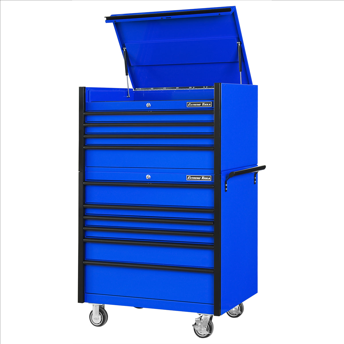 Extreme Tools Dx Series 41"W X 25"D 4 Drawer Top Chest & 6 Drawer Roller Cabinet Combo - Blue, Black Drawer Pulls EXTDX4110CRUK