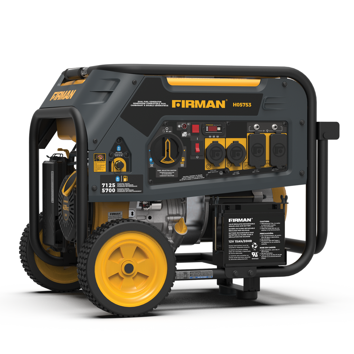 Firman H05753 Dual Fuel Portable Generator 5700W Electric Start 120/240V