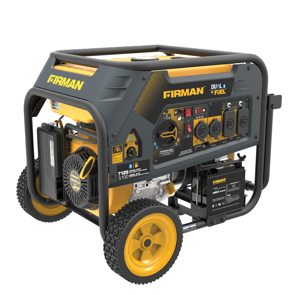 Firman H05753 Dual Fuel Portable Generator 5700W Electric Start 120/240V