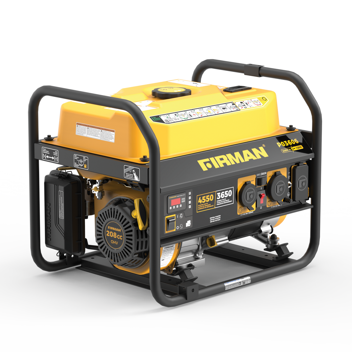 Firman P03606 Gas Portable Generator 4550W Recoil Start 120/240V