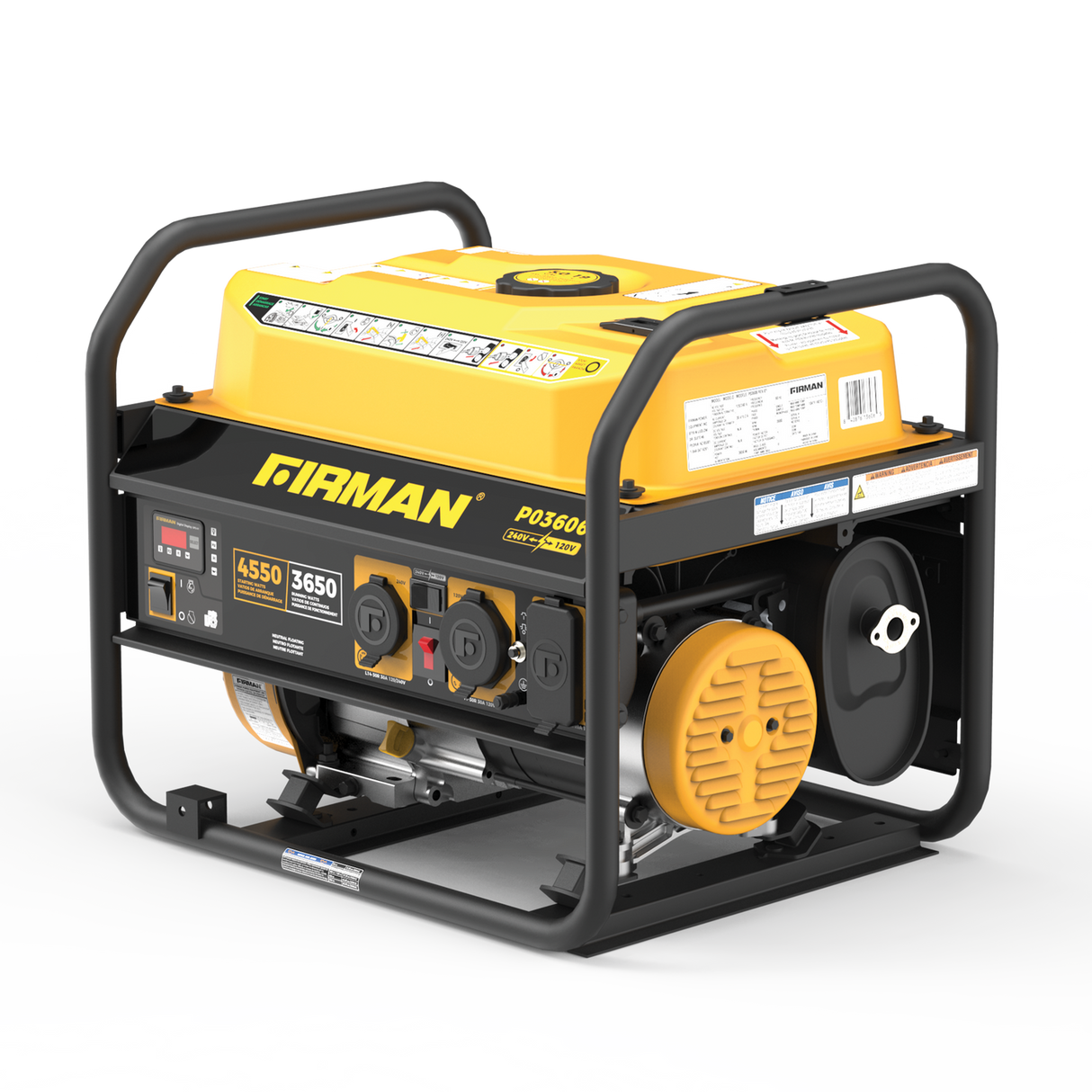 Firman P03606 Gas Portable Generator 4550W Recoil Start 120/240V