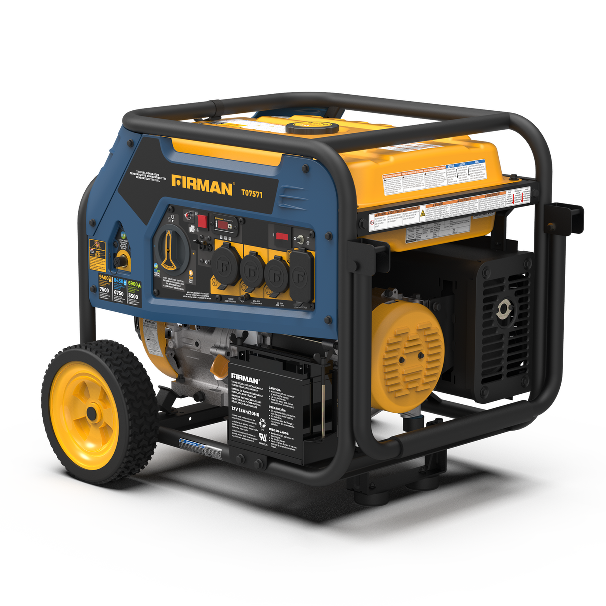 Firman T07571 Tri Fuel 7500W Portable Generator Electric Start 120/240V