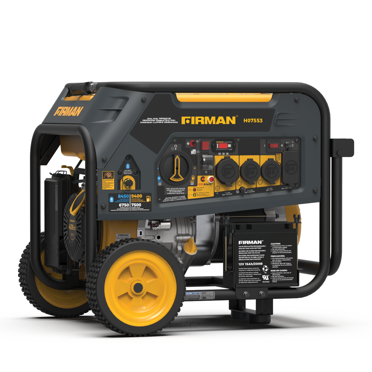 Firman H07553 Dual Fuel Portable Generator 9400W Electric Start 120/240V with CO Alert