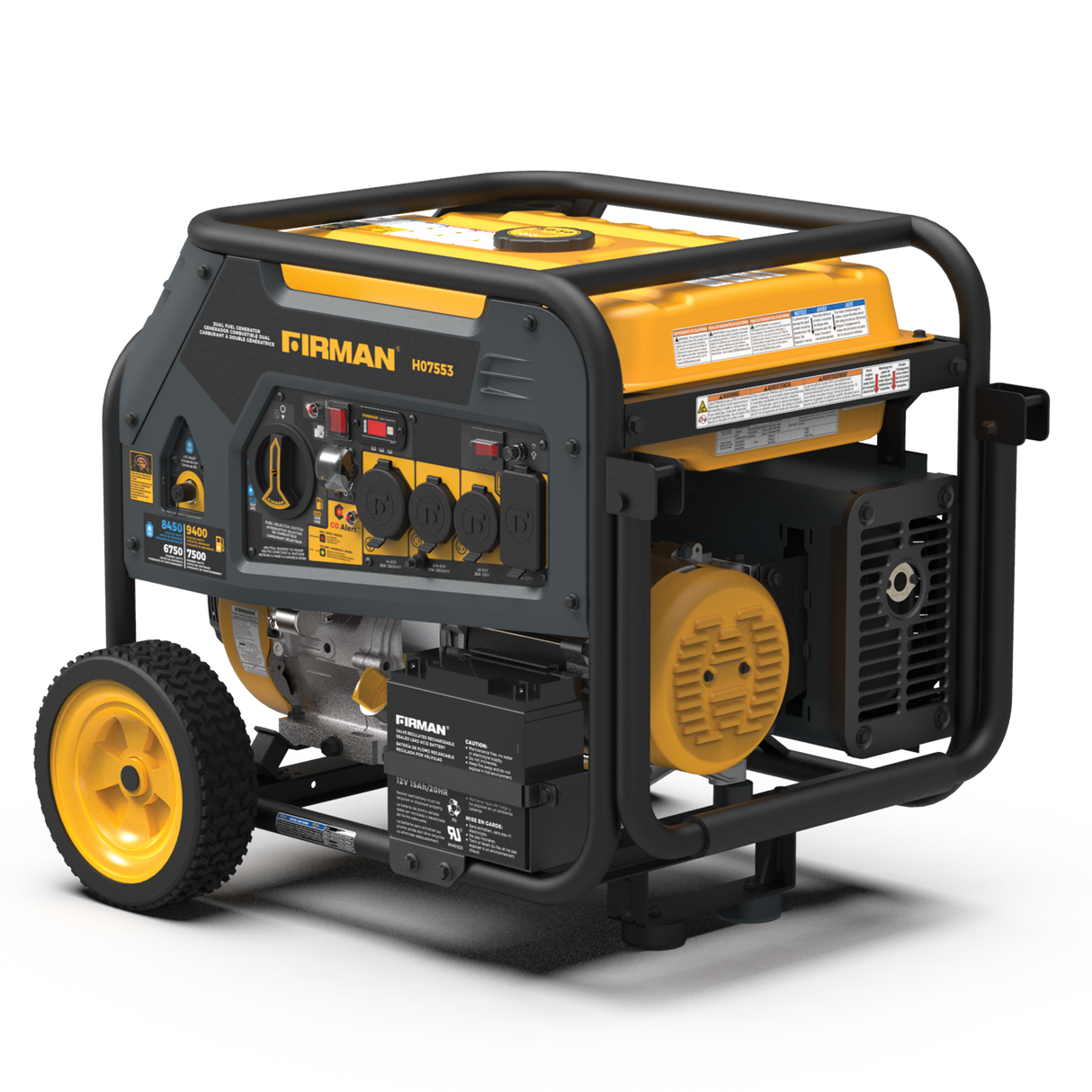 Firman H07553 Dual Fuel Portable Generator 9400W Electric Start 120/240V with CO Alert