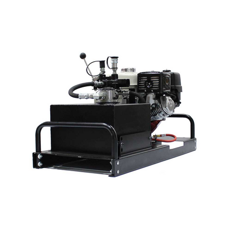 A rear-right view of the Brave Pro HBHR280GX hydraulic power pack on a white background, focusing on the back of the engine and the frame.