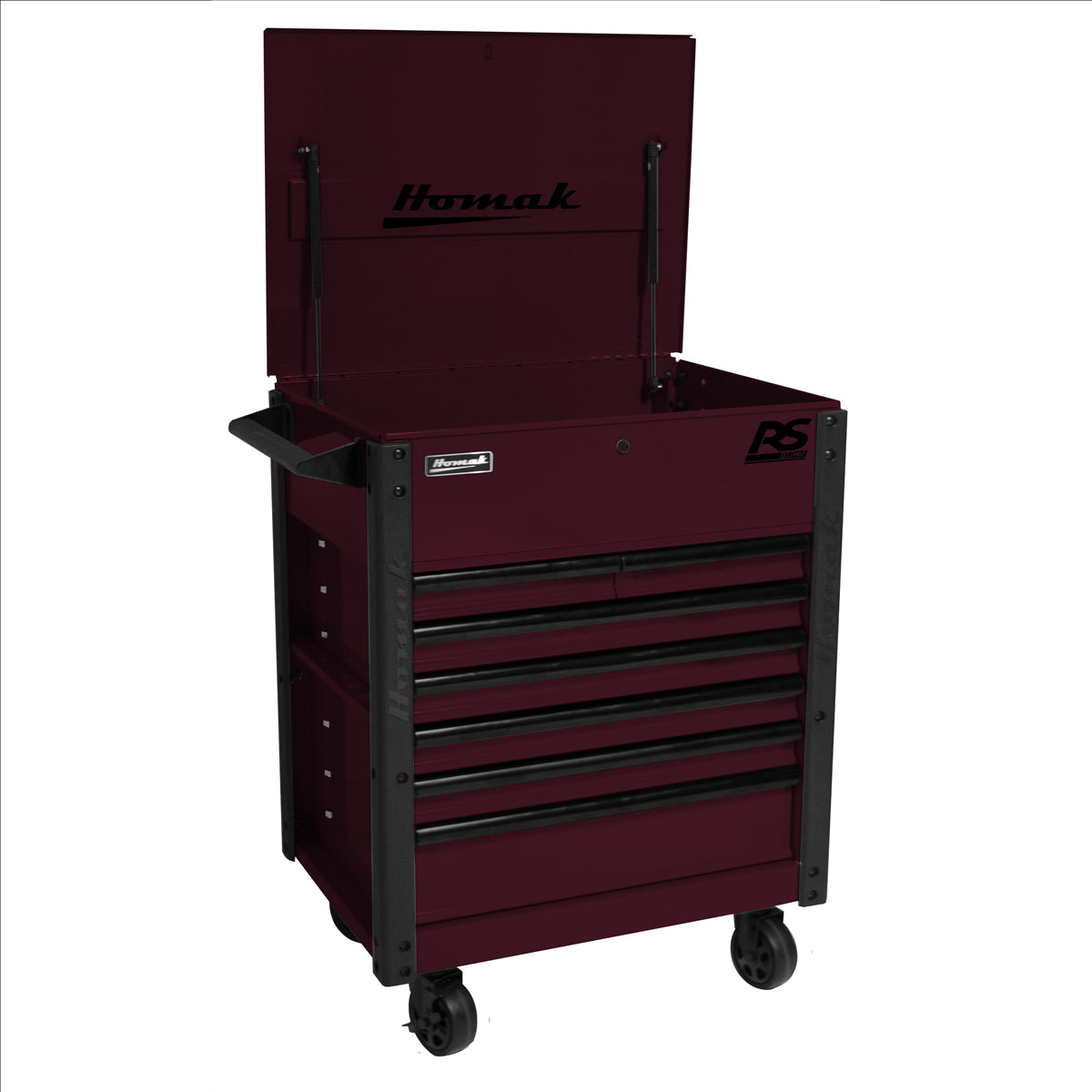 Homak 35 in. Pro Series 7-Drawer Service Cart, Black Cherry