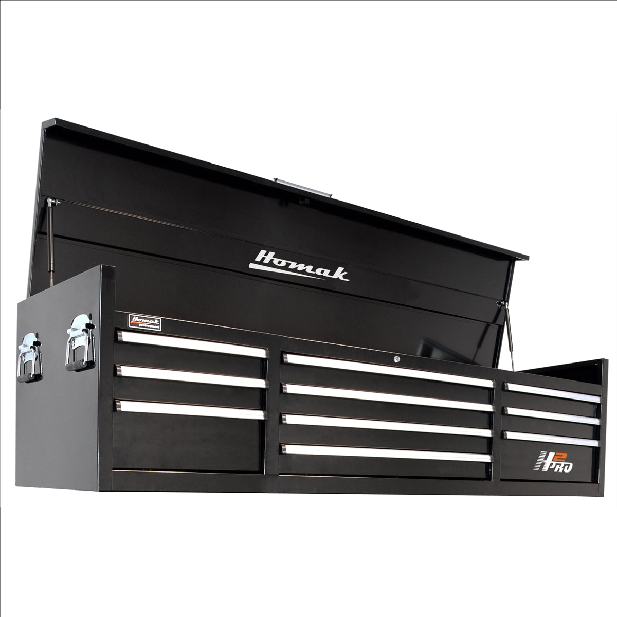 Homak H2PRO Series 72" 10-Drawer Top Chest, Black